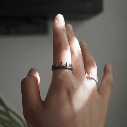 Stella Nesting Ring - Lava - Oxidised Silver