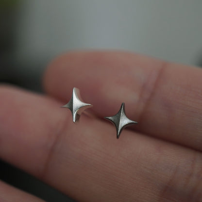 Stella Stud Earrings - Oxidised Silver