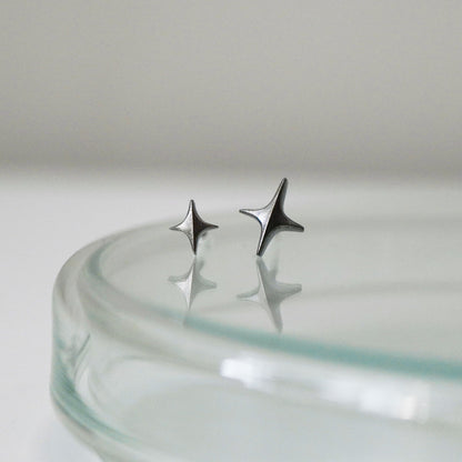 Stella Stud Earrings - Oxidised Silver