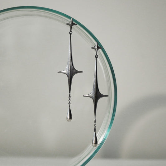 Stella Drop Earrings - Meteor - Oxidised Silver