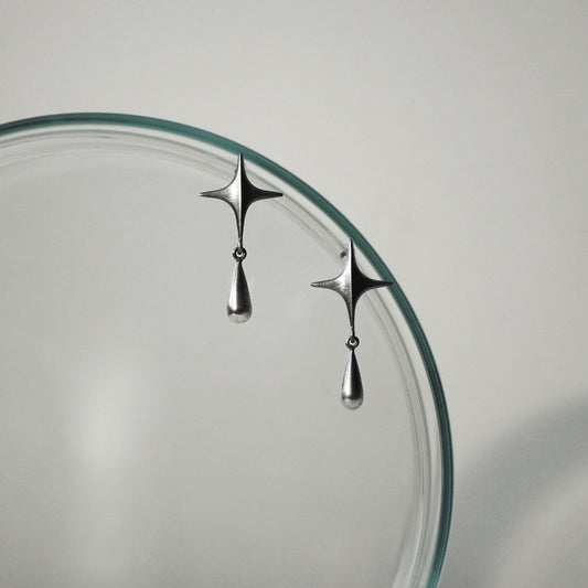 Stella Drop Earrings - Ⅲ - Oxidised Silver