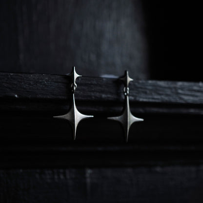 Stella Drop Earrings - Ⅰ - Oxidised Silver