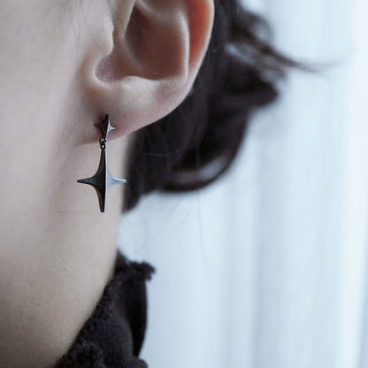 Stella Drop Earrings - Ⅰ - Oxidised Silver