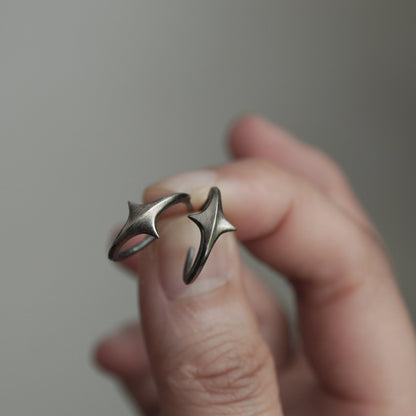 Stella Open Hoop Earrings - Oxidised Silver