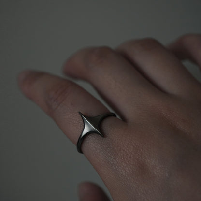 Stella Ring - Ridged Brushed Oxidised Silver