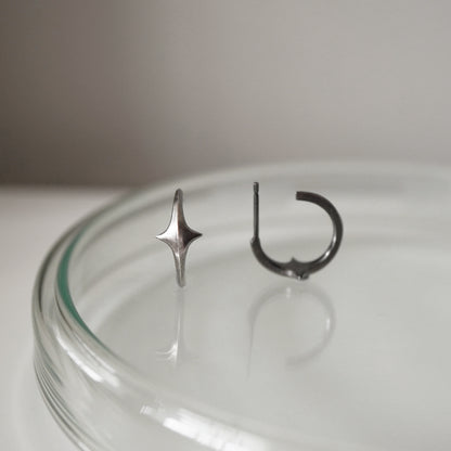 Stella Open Hoop Earrings - Oxidised Silver