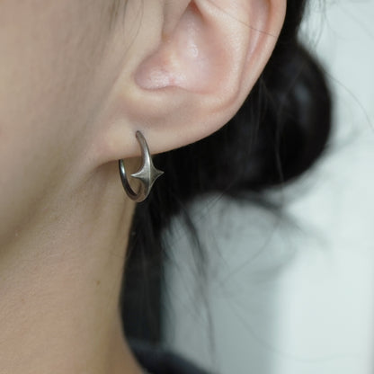 Stella Open Hoop Earrings - Oxidised Silver