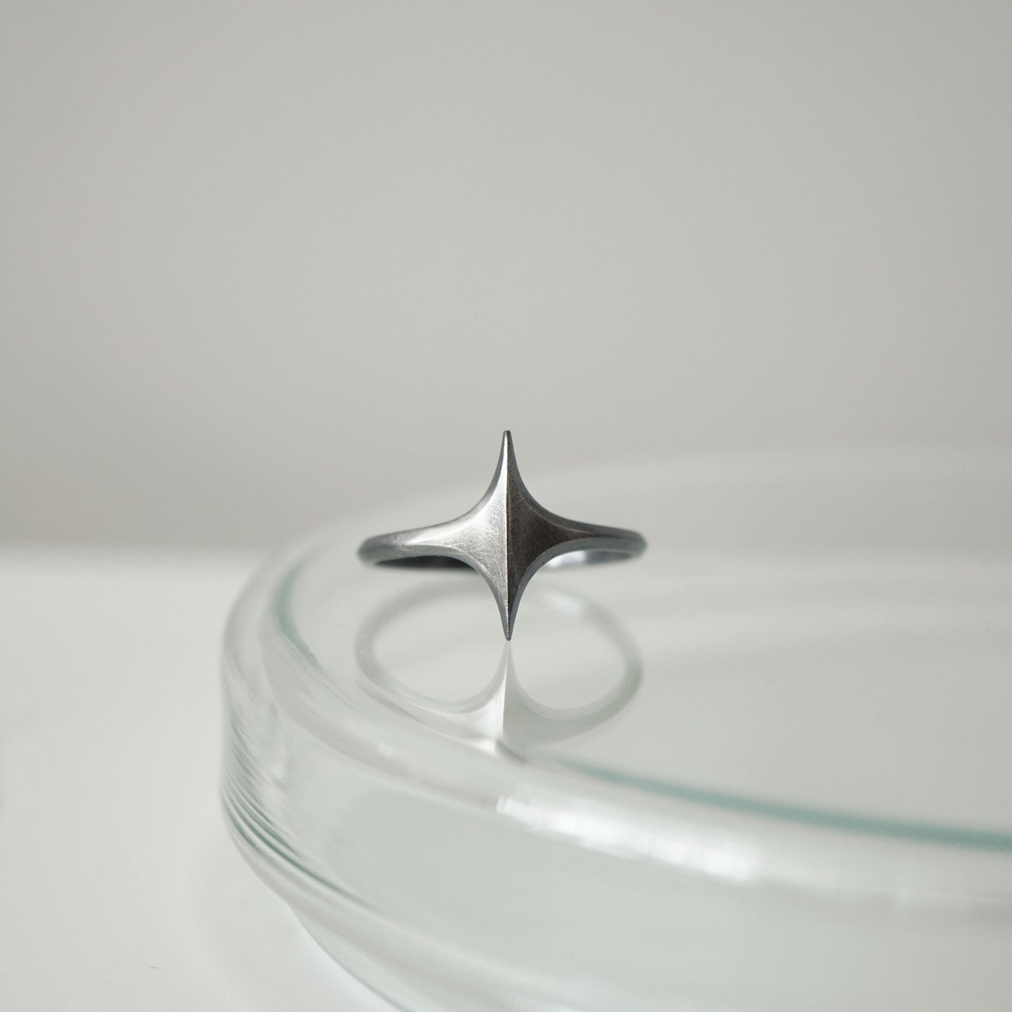 Stella Ring - Ridged Brushed Oxidised Silver