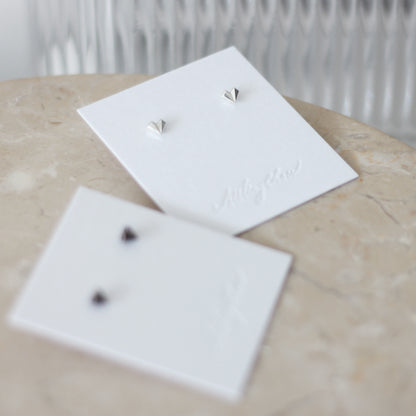 Geometric Heart Stud Earrings - Silver