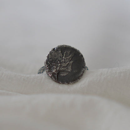 Cherry Blossom Medallion Ring - Oxidised Silver - Aisling Chou Studio