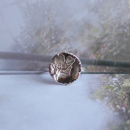 Cherry Blossom Medallion Ring - Silver - Aisling Chou Studio