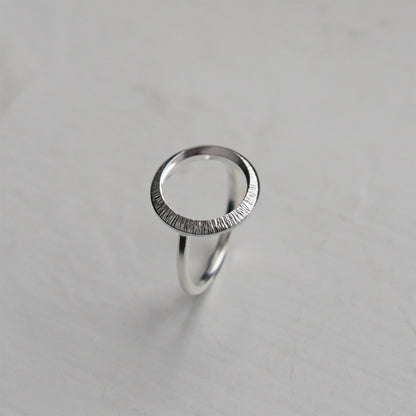 Crescent Moon Hammered Circle Ring - Silver - Aisling Chou Studio