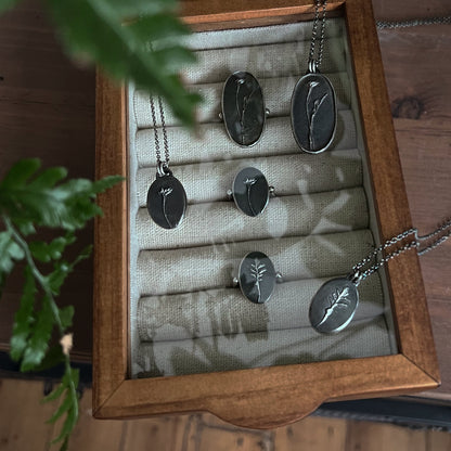 Fossil Large Mini Daisy Necklace - Oxidised Silver - Aisling Chou Studio