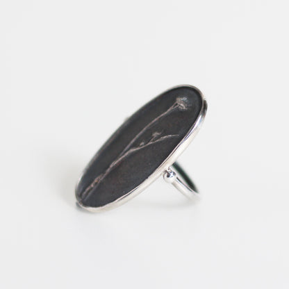 Fossil Large Mini Daisy Ring - Oxidised Silver - Aisling Chou Studio