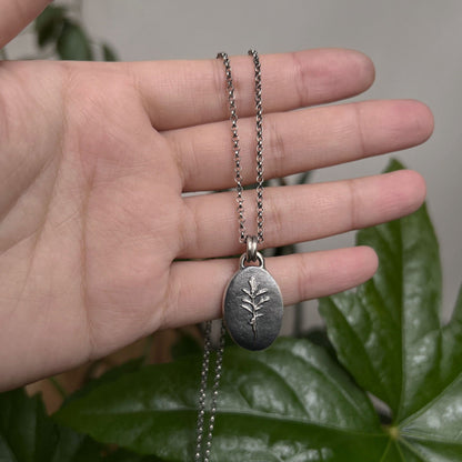 Fossil Leaf Necklace - Oxidised Silver - Aisling Chou Studio