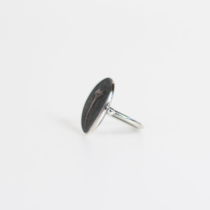 Fossil Mini Daisy Ring - Oxidised Silver - Aisling Chou Studio