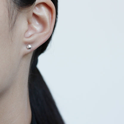 Geometric Polyhedron Faceted Stud Earrings - Silver - Aisling Chou Studio