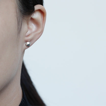 Geometric Polyhedron Faceted Stud Earrings - Silver - Aisling Chou Studio