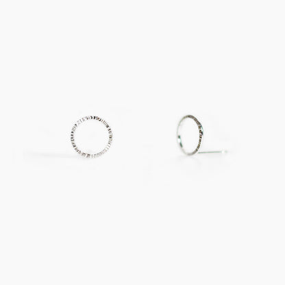 Hammered Circle Stud Earrings - Silver - Aisling Chou Studio