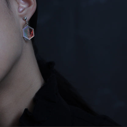 Luna Hexagon Drop Earrings - Lagoon - Aisling Chou Studio