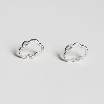 Silver Lining Cloud Stud Earrings - Silver - Aisling Chou Studio