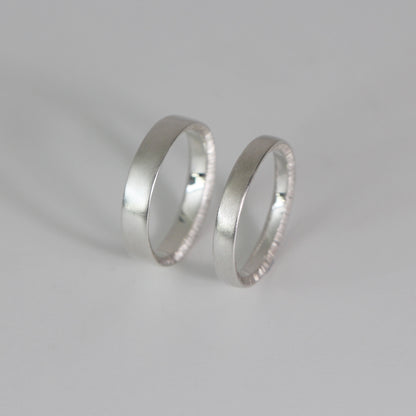 Sunshine Hammered Texture Band - Silver Brushed, 5mm and 4mm wide - Aisling Chou Studio